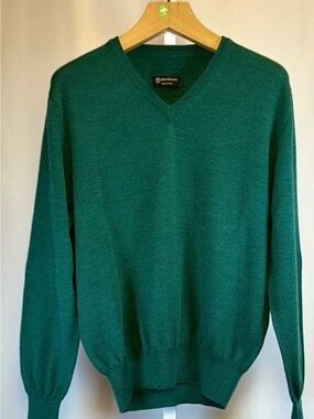 Allen Edmonds Men's V-Neck Sweater in Teal Green